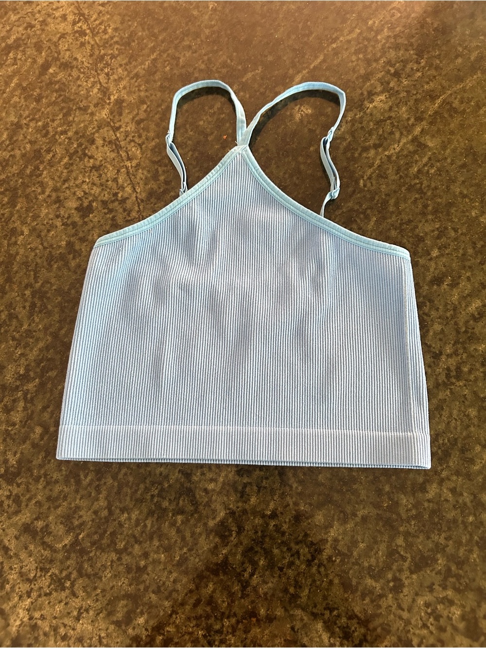 Light Blue Ribbed Crop Tank Top Sz small.    145
